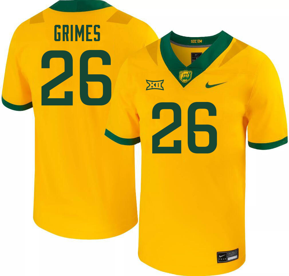 Men-Youth #26 Garrison Grimes Baylor Bears 2023 College Football Jerseys Stitched-Gold